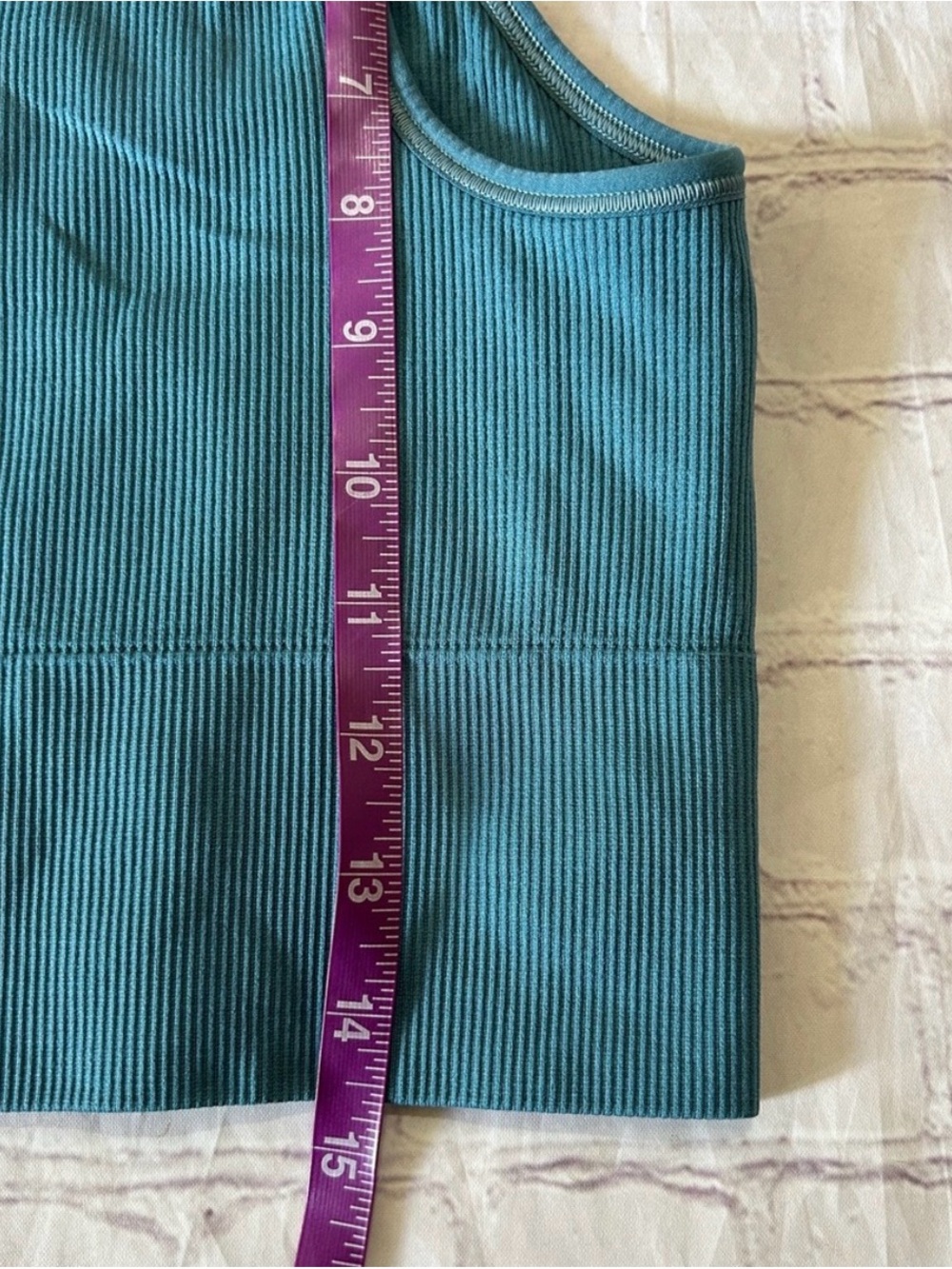 Athleta Aurora Seamless Teal Ribbed V-Neck Tank Top - Picture 4 of 6